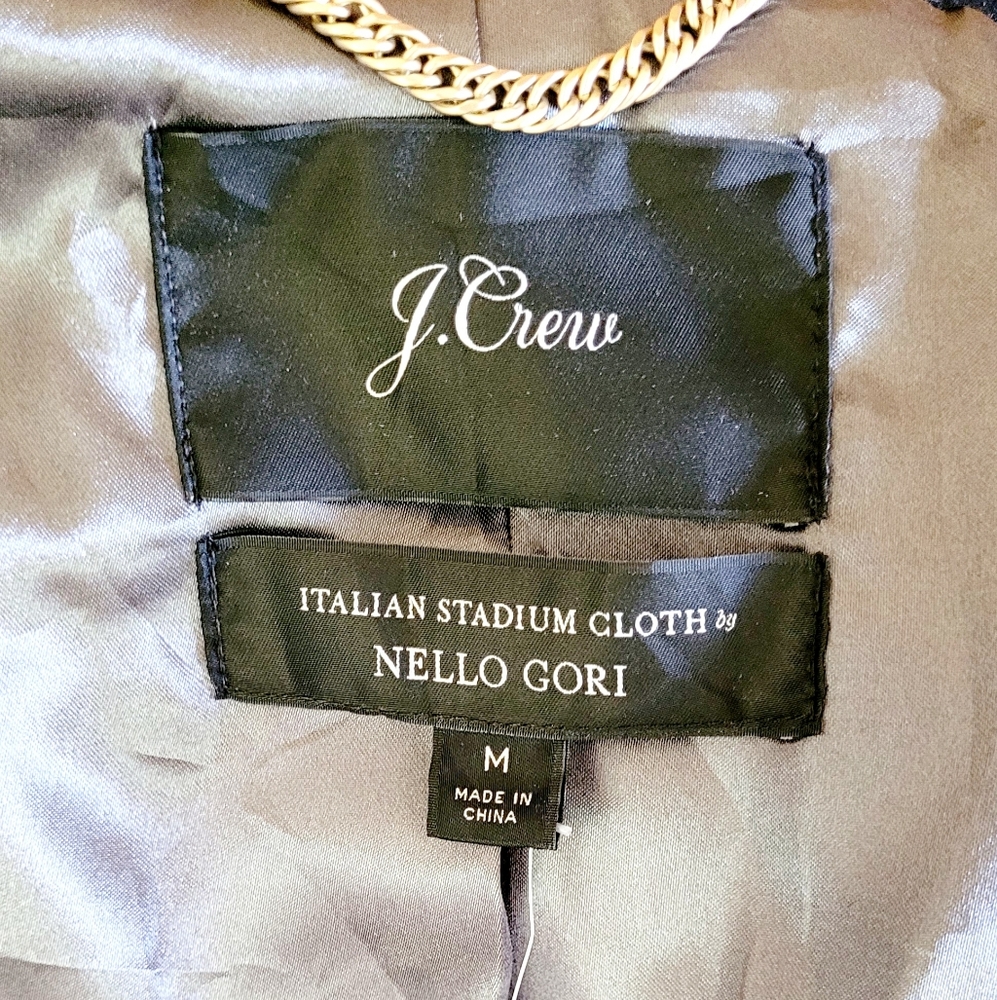 NWT J.CREW Black Nello Gori Stadium Cloth Wool Hooded Swing Coat Jacket M - Picture 7 of 14